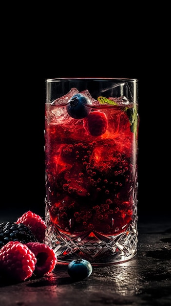 Bevanda cocktail tonico ai frutti di bosco IA generativa