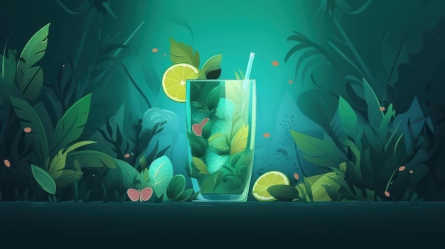 Bevanda cocktail tropicale estiva goditi il mojito AI generativo