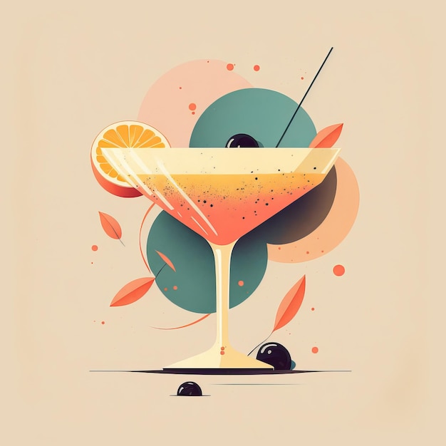 Bevanda da cocktail classica Stile di illustrazione piatto Generativo ai