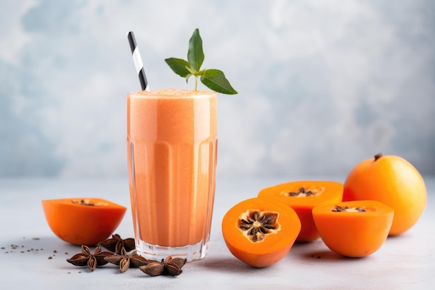 Bevanda di cachi all'arancia e zenzero con yogurt AI Generated