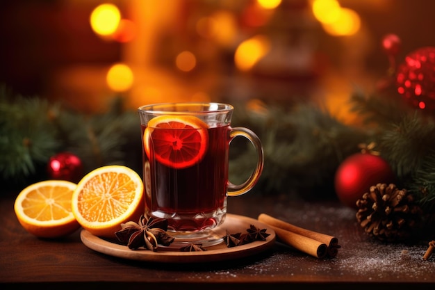bevanda di riscaldamento invernale vino caldo con spezie vino piccante con spezie cannella fagot arancione