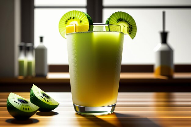 Bevanda di succo di kiwi di frutta verde sul tavolo