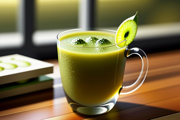 Bevanda di succo di kiwi di frutta verde sul tavolo
