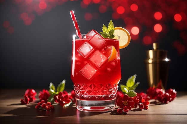 Bevanda rinfrescante cocktail decorazione rossa