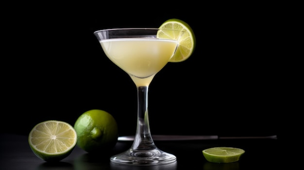 Bevanda rinfrescante Daiquiri a base di rum, succo di lime e sciroppo semplice servita congelata Generative AI