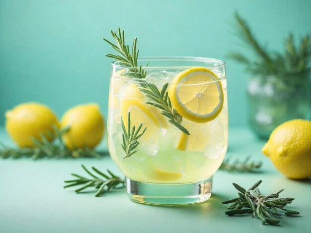 Bevanda rinfrescante o cocktail alcolico con spicchi di limone ghiacciato Generativo ai