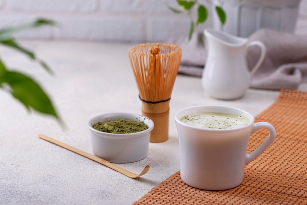 Bevanda sana verde del latte di matcha