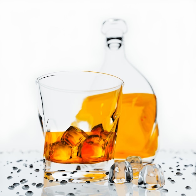 Bevande alcoliche whisky o brandy In elegante bicchiere trasparente Alcool in vetro trasparente