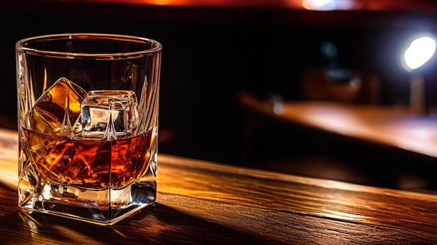 Bevande di whisky su legno Generative Ai