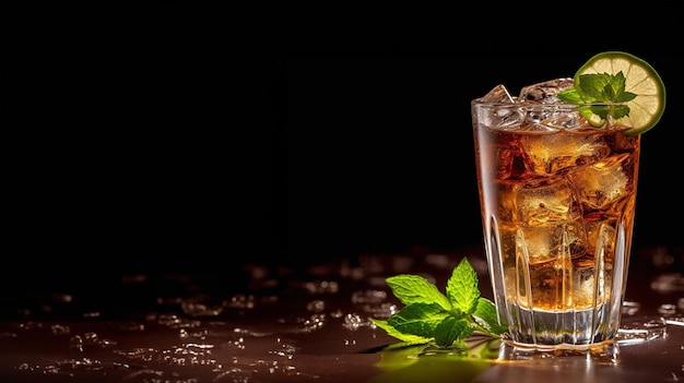 Bevande di whisky su legno Generative Ai