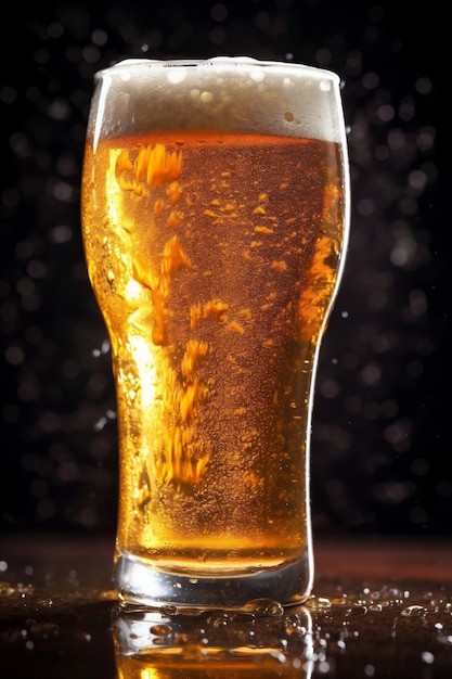 Beverage glass gold pint alcohol pub beer drink foam lager Generative AI