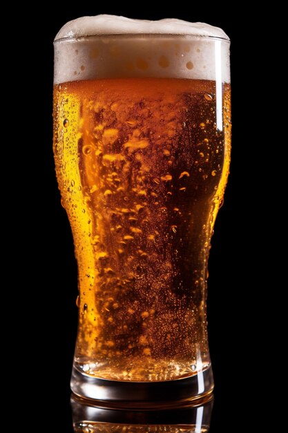 Bevere alcol pub pint lager birra bevande a schiuma di vetro oro IA generativa