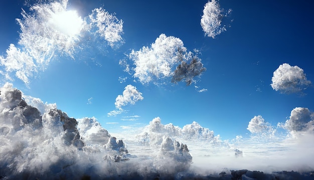 Bianche nuvole soffici nel cielo blu