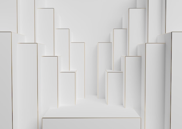 Bianco 3D display prodotto podio sfondo geometrico simmetrico pubblicità di lusso astratto