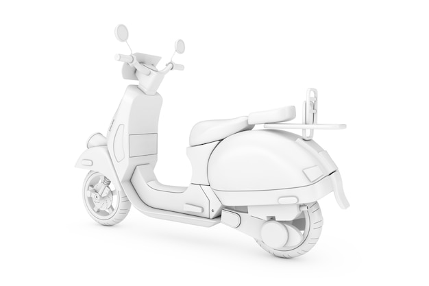 Bianco classico vintage retrò o scooter elettrico in stile argilla bicolore su uno sfondo bianco 3d Rendering