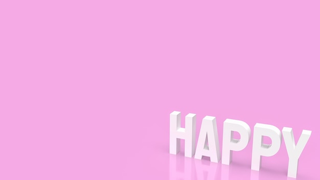 Bianco felice su sfondo rosa per il rendering 3d di concetto astratto