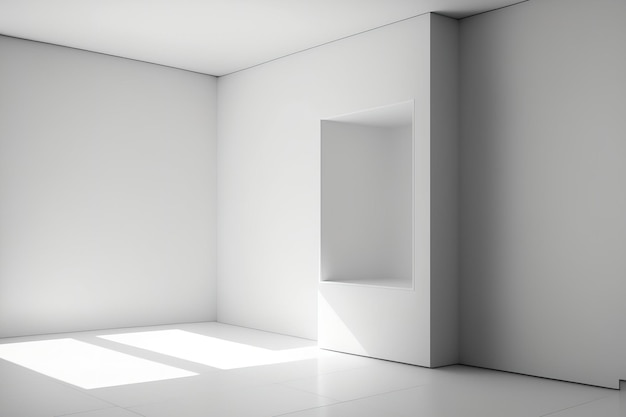 Bianco minimalista vacante architettura d'interni studio di sfondo display a parete prodotti