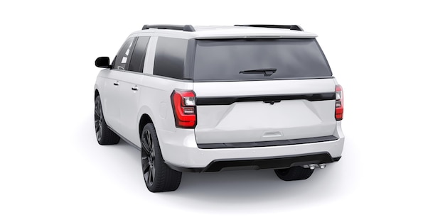 Bianco Premium Family SUV isolato su sfondo bianco. rendering 3D