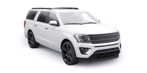 Bianco Premium Family SUV isolato su sfondo bianco rendering 3d