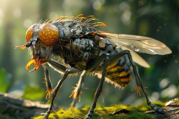 Bibio marci March vola con le larve che danneggiano le radici delle piante