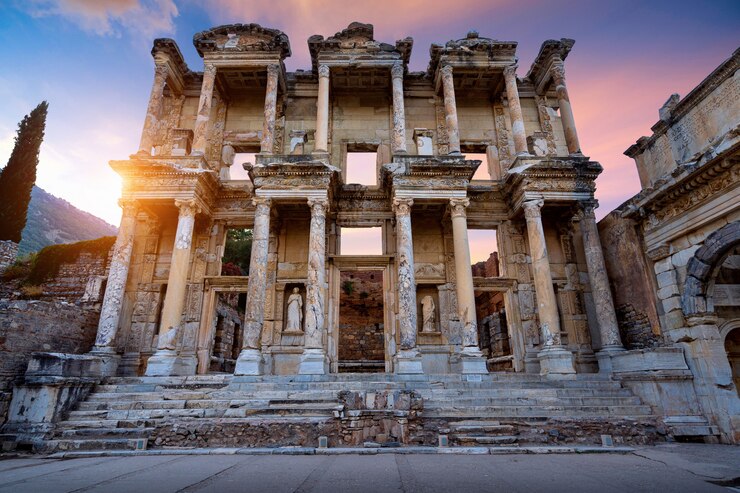 Biblioteca di Celso nella città antica di Efeso a Smirne, in Turchia