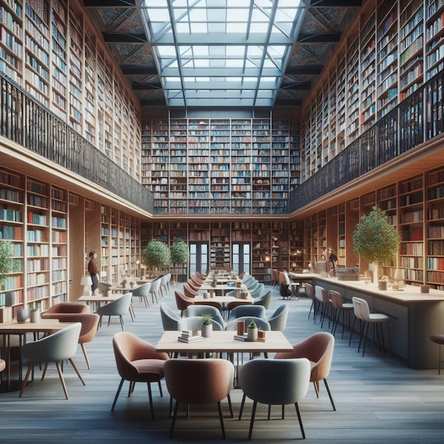Biblioteca e scaffali foto realistica