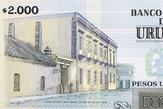 Biblioteca Nazionale dai vecchi soldi uruguaiani Pesos