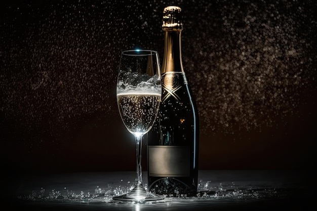 Bicchiere con Champagne Illustrazione AI generativa