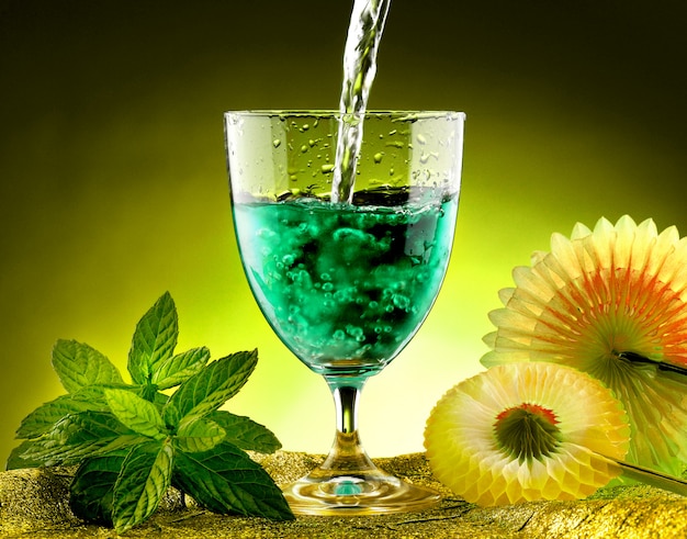 bicchiere d'acqua e menta fresca