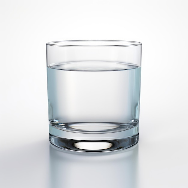 Bicchiere d'acqua su sfondo bianco
