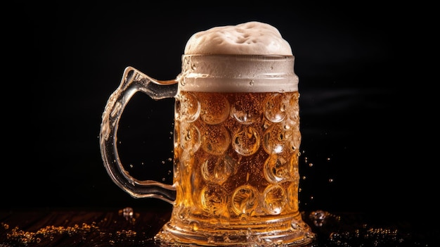 Bicchiere da birra festival della birra vicino a un bicchiere di birra fredda nel bar su un tavolo di legno generato