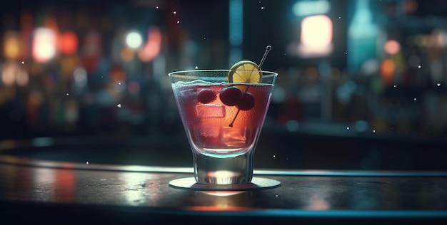 Bicchiere da cocktail sul bancone del bar Generative Ai