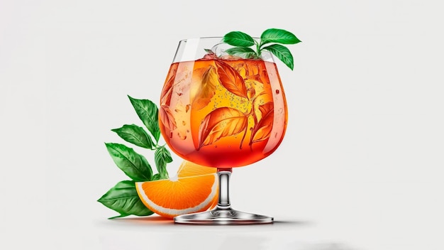 Bicchiere di aperol spritz cocktail isolato su sfondo bianco