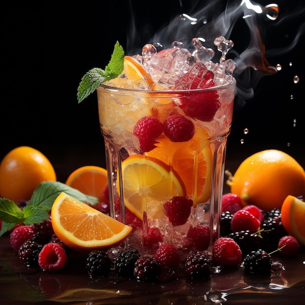 bicchiere di bevande aromatiche a base di frutta ghiacciata