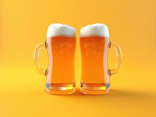 bicchiere di birra applausi illustrazione 3d bicchieri birra alcol bevanda festa celebrazione festival festa