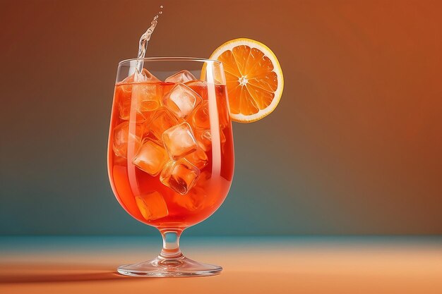 bicchiere di cocktail Aperol spritz isolato su sfondo arancione ai generativo