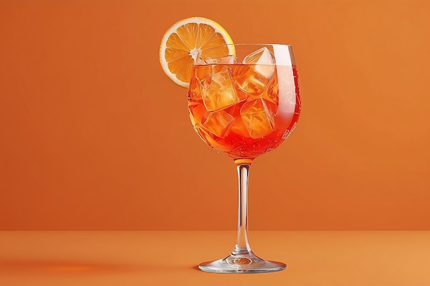 bicchiere di cocktail Aperol spritz isolato su sfondo arancione ai generativo