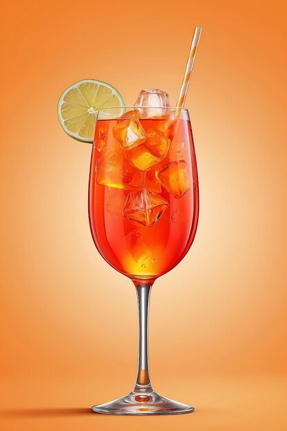 bicchiere di cocktail Aperol spritz isolato su sfondo arancione ai generativo