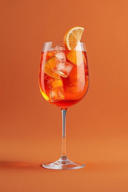 bicchiere di cocktail Aperol spritz isolato su sfondo arancione ai generativo