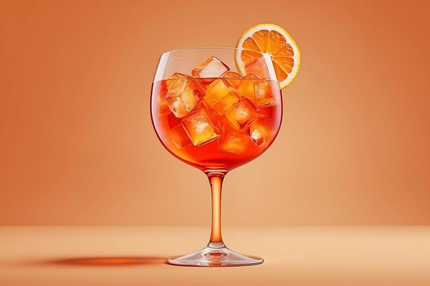 bicchiere di cocktail Aperol spritz isolato su sfondo arancione ai generativo