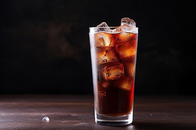 Bicchiere di cola con ghiaccio