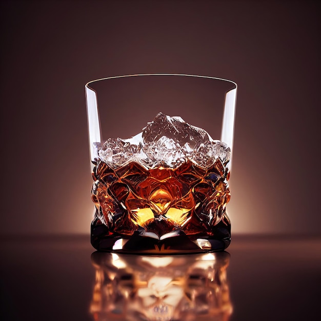 Bicchiere di cristallo per whisky design 3d illustrato