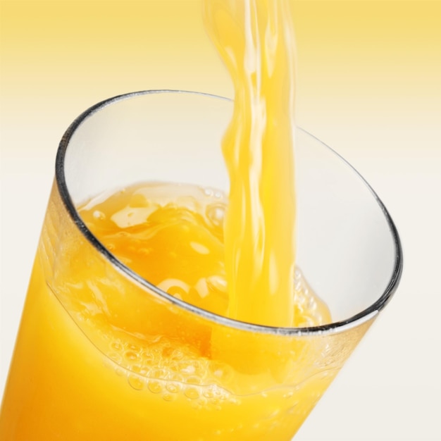 Bicchiere di delizioso succo d'arancia sullo sfondo