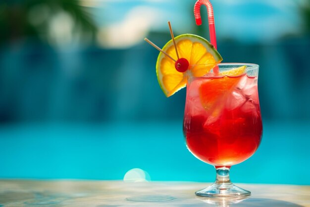 Bicchiere di fresca bevanda alcolica analcolica cocktail tropicale bevanda succosa rinfrescante ghiacciata