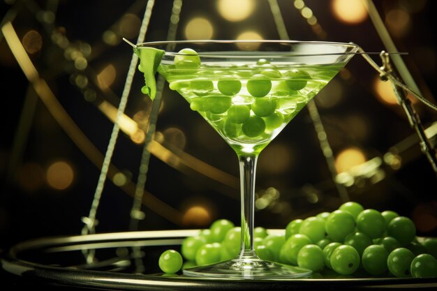 Bicchiere di liquore con uva verde
