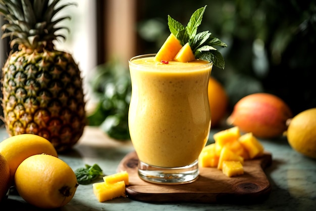 Bicchiere di succo d'ananas