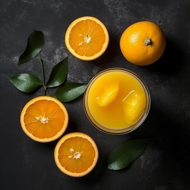 Bicchiere di succo d'arancia appena fatto Illustrazione AI GenerativexA