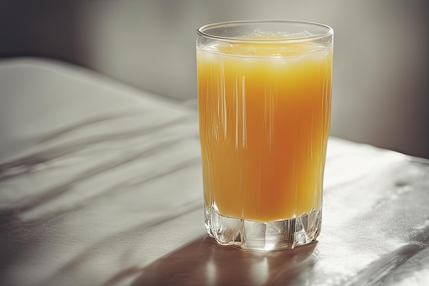 Bicchiere di succo d'arancia fresco con frutta fresca