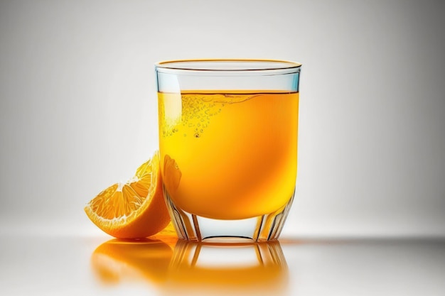 Bicchiere di succo d'arancia su uno sfondo bianco isolato