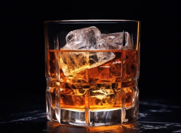 bicchiere di whisky con cubetti di ghiaccio